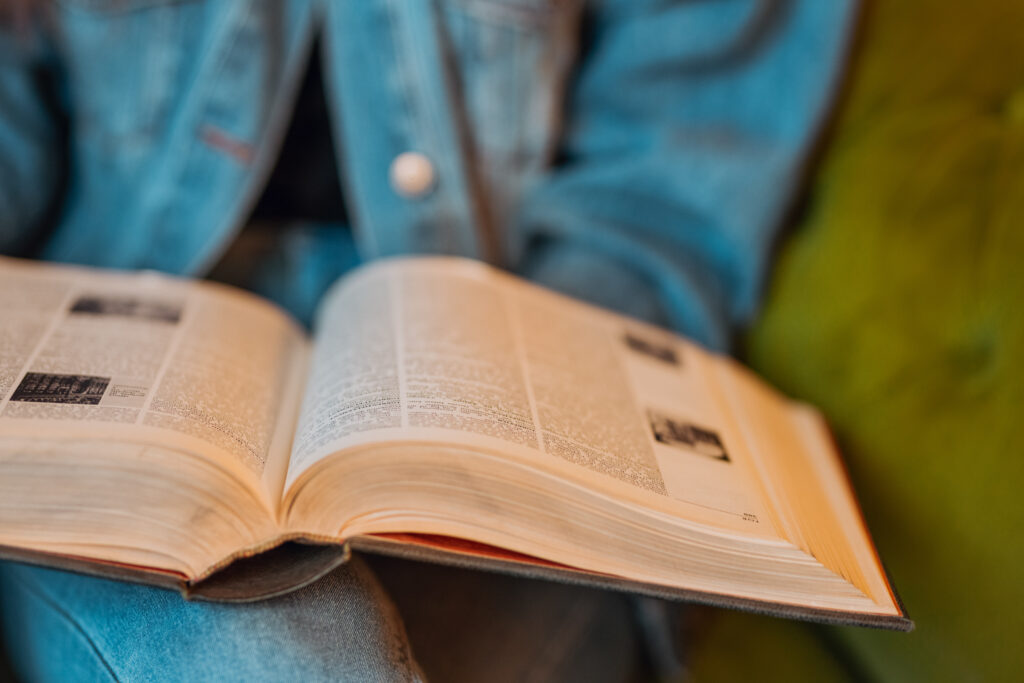 Student reading a book