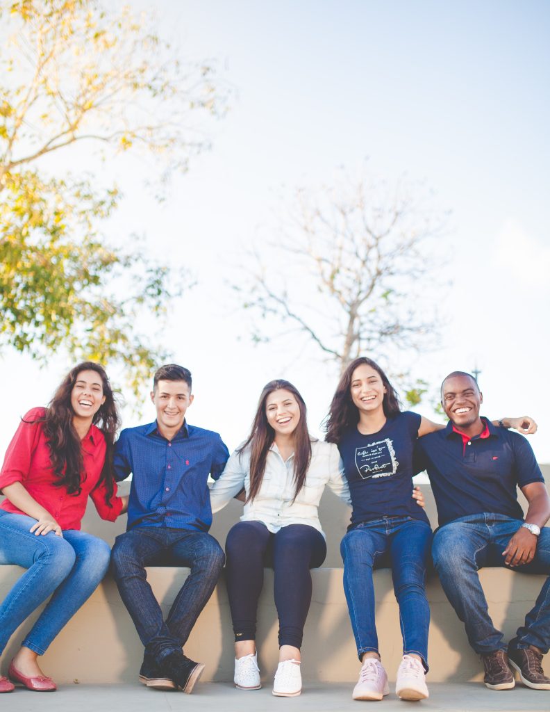 a group of smiling students
