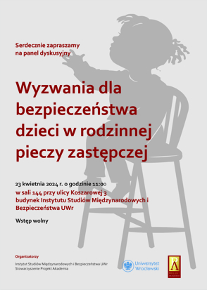 plakat zapowiadający panel dyskusyjny o pieczy zastępczej